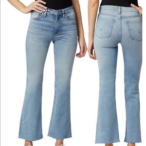 Hudson High Waist Raw Hem Crop Bootcut Jeans